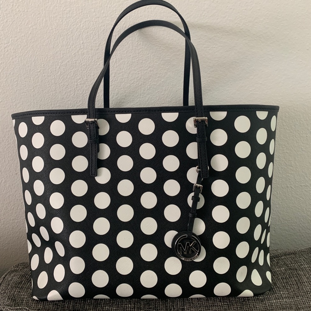 Michael Kors large polka dot Jet Set tote bag